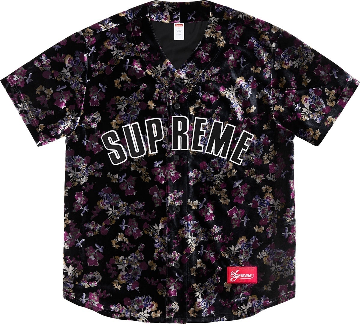 Floral Velour Baseball Jersey